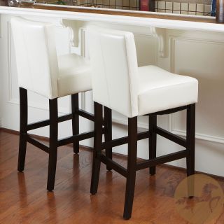 Christopher Knight Home Lopez Ivory Wood/leather Bar Stools (set Of 2)