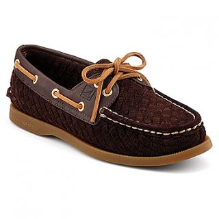 Sperry Top Sider A/O 2 Eye Woven Suede  Women's   Dark Brown Woven Suede