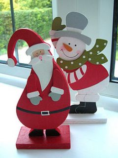 christmas wooden santa or snowman by tailored chocolates and gifts