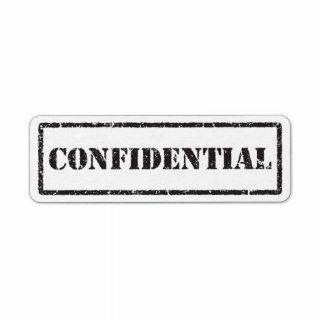 Confidential black distressed stamp label