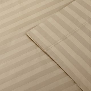 Madison Park Madison Park 500 Thread Count Egyptian Cotton Damask Stripe Sheet Set Beige Size Queen