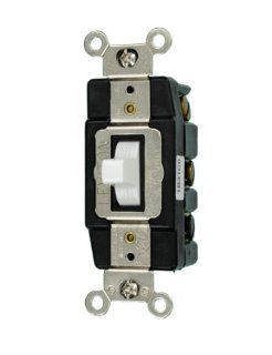 Leviton 1286 W 20 Amp 120/277 Volt Toggle Double Pole AC Quiet Switch, White   Wall Light Switches  