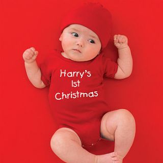 personalised first christmas babygrow by simply colors