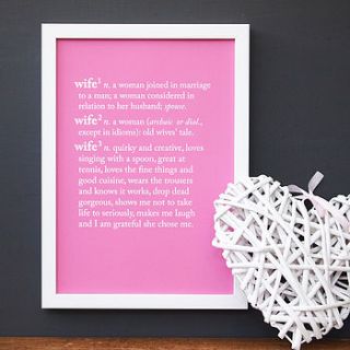 personalised wife dictionary print by coconutgrass