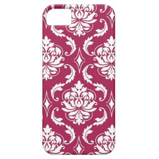 Fuchsia Pink White Vintage Damask Pattern iPhone 5 Case