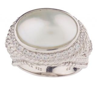 Judith Ripka Sterling Cultured Mabe Pearl & Diamonique Ring —