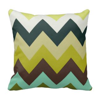 Modern Teal Green & Brown Zigzag Chevron Pattern Throw Pillows