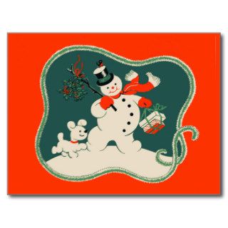 Retro Snowman Post Card