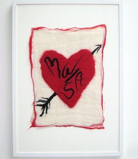 personalised hand felted graffiti heart by mel anderson design
