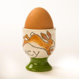 personalised bunny rabbit egg cup by hannah berridge