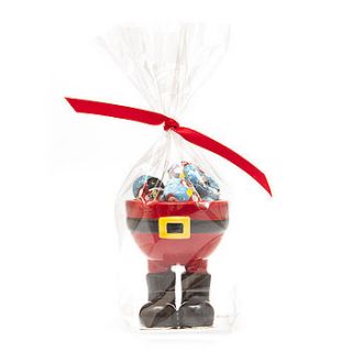 santa black boot egg cup with milk chocolates by candyhouse