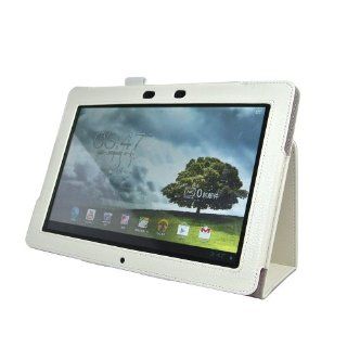 IVSO ASUS Memo Pad Smart ME301T 10.1 Inch Slim BOOK PU Leather Stand Cover Case (White) Computers & Accessories