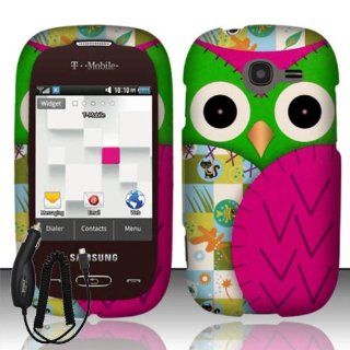 SAMSUNG GRAVITY QT289 PINK GREEN OWL COVER SNAP ON HARD CASE + FREE CAR CHARGER from [ACCESSORY ARENA] Cell Phones & Accessories