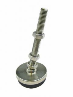 J.W. Winco 10T8LD5 Series LP 100.1 303 Stainless Steel Threaded Stud Type Low Profile Leveling Mount with Light Duty Rubber Pad, Inch Size, 5/8 11 Thread Size, 8" Thread Length, 2" Base Diameter Vibration Damping Mounts Industrial & Scienti