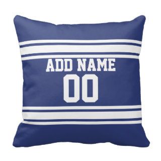 Blue and White Stripes with Name and Number Pillows