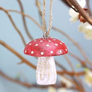 red hanging toadstool decoration by lisa angel homeware and gifts