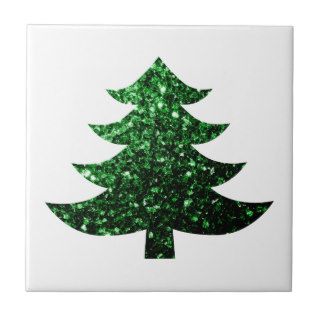 Christmas tree green sparkles ceramic tile