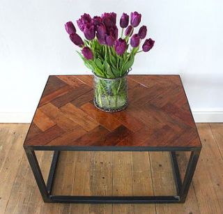 mini upcycled parquet floor coffee table by ruby rhino
