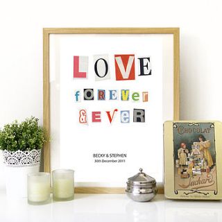 personalised vintage love scrap letter print by i love design