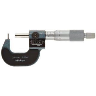 Mitutoyo 295 302 Tube Micrometer, Mechanical Counter Model, Ratchet Stop, 0 25mm Range, 0.01mm Graduation, +/ 0.003mm Accuracy, 2mm Dia. Pin Tip Outside Micrometers