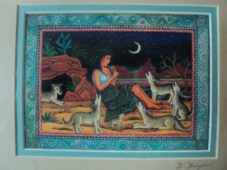 Diana Bryer Painting Print (Autographed) (8 in x 10 in   Coyote Woman with Flute Print) Fine Arts Limited Edition Print  