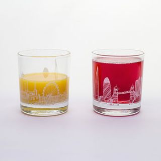 london skyline glass tumblers pair by cecily vessey