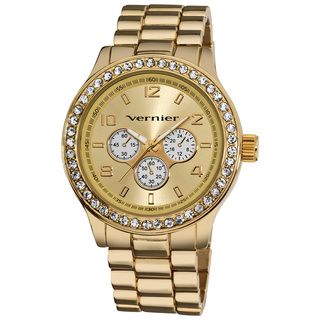 Vernier Women's V11088 Gold Chrono Look Glitz Bracelet Quartz Watch Vernier Women's Vernier Watches