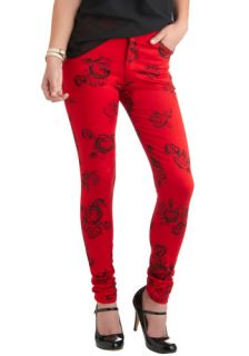 You've Got It Down Pattern Pants in Red Rose  Mod Retro Vintage Pants