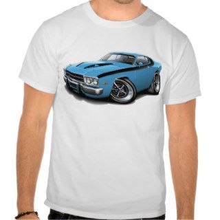 1973 74 Roadrunner Lt Blue Black Car T Shirt