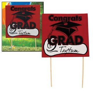 Red Congrats Grad Yard Signs   Graduation Party & Party Decorations  Patio, Lawn & Garden