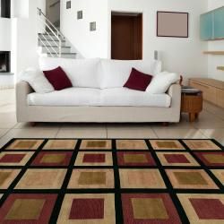 Hand knotted Multicolored La Crosse Geometric Semi Worsted Geometric Squares Wool Rug (9' x 13') Surya 7x9   10x14 Rugs