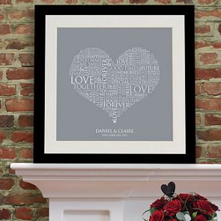 personalised heart word art print by cherry pete