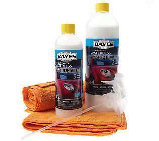 Bayes 16oz Waterless Car Wash & 32oz Refill Kit w/2 Cloths —