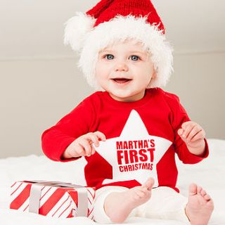 personalised 'first christmas' top by percy and nell