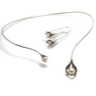 calla lily neck torque and earrings by emma kate francis