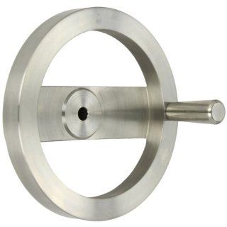 2 Spoked Stainless Steel 303 Dished Hand Wheel with Revolving Handle, 8" Diameter, 1 15/16" Hub Diameter (Pack of 1) Hardware Hand Wheels