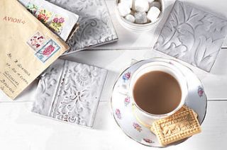 handmade vintage style ceramic coasters by patchwork harmony