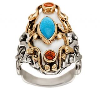 Carolyn Pollack Cascades Sterling/Brass Gemstone Ring —