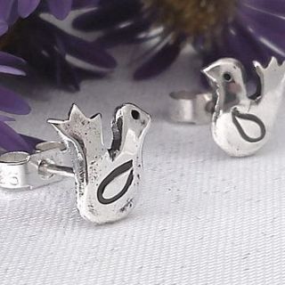 tiny silver bird stud earrings by dale virginia designs