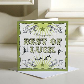 'best of luck' greeting card by the strawberry card company