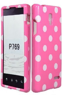 Aimo LGP769PCPD304 Trendy Polka Dot Hard Snap On Protective Case for Optimus L9   Retail Packaging   Light Pink/White Cell Phones & Accessories