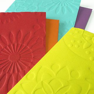 hand embossed coloured cards, flower set by linokingcards
