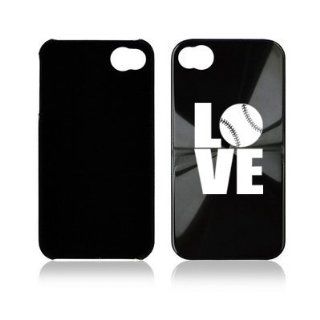 Apple iPhone 4 4S 4G Black A1602 Aluminum Hard Back Case Cover Love Baseball Softball Cell Phones & Accessories
