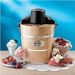Aroma AIC304EM 4 Quart Electric or Hand Crank Ice Cream Maker Machine, AIC 304EM Kitchen & Dining