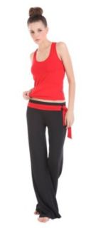 Yoga fitness Workout Sportswear suits 2sets Green print or Red(sexy Long Yoga Vest+Yoga Pants) (M 150~160CM >48KG, Red+Black) Clothing