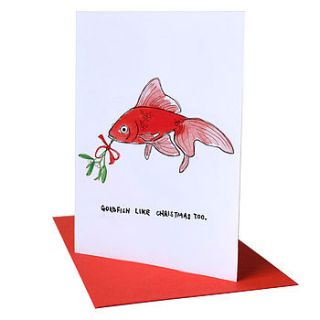 'goldfish like christmas too' christmas card by blank inside