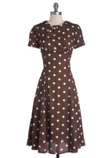 Believe It or Dot Dress in Brown  Mod Retro Vintage Dresses