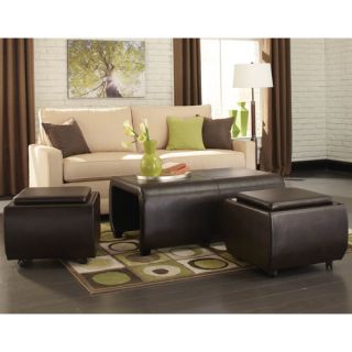 Standard Furniture Cove Cocktail Ottoman with 2 Upholstered Stools
