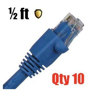 .5 Ft (6 inch) Cat6 Ethernet Network Patch Cable RJ45 (10 Pack) Blue