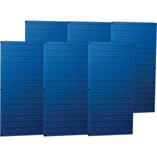 Wall Control Industrial Metal Pegboard — Blue, Six 16in. x 32in. Panels, Model# 35-P-3296BU  Pegboards